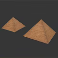 Wooden Pyramid Shaped Sculptures Two Hand Carved Artworks With Natural Wood Texture