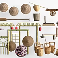 Traditional Handmade Bamboo And Wooden Crafts With Baskets Hats And Furniture