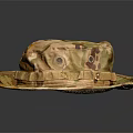 Camouflage Print Wide Brim Hat with Adjustable Strap and Outdoor Fashion Design