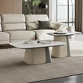 Modern Coffee Tables With Neutral Bases Smooth Tops Tray Books By Beige Sofa With Plants