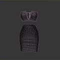 Black Strapless Top And High Waisted Fitted Skirt Fashion Outfit Set
