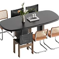 Middle style dining table and chair combination 3d model