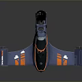 3D Designed Aircraft Model With Blue Orange Stripes And Wing Structure
