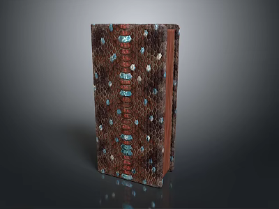 Elegant Vintage Style Handcrafted Brown Leather Notebook With Blue White Decorative Accents 3d model