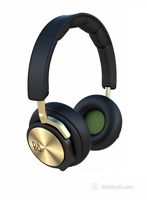 Premium Black And Gold Headphones With Leather Headband Round Earpads And Comfortable Design 3d model 