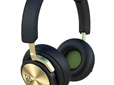 Premium Black And Gold Headphones With Leather Headband Round Earpads And Comfortable Design 3d model