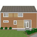 Rural Self Built House Exterior With Wooden Structure Large Windows Porch And Lawn