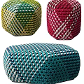 Colorful Woven Ottomans with Vibrant Hues and Intricate Patterns for Home Decor