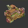 Golden Car Tire Showcased In Detailed Metallic Engine Model Design