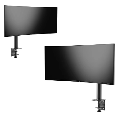 Two Curved Computer Monitors With Stands For Home Office Workstation Setup 3d model