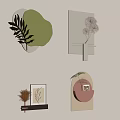 Minimalist Wall Decorations With Shaped Panels Dried Flowers And Pressed Plants 3d model