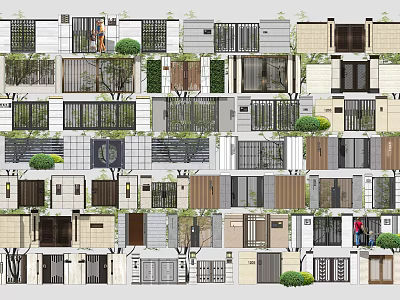 Diverse Modern Building Facades With Various Materials And Green Accents 3d model
