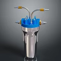 Industrial Equipment With Blue Top Silver Metal Body Multiple Brass Pipe Fittings And Connectors