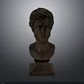 Bronze Male Bust Sculpture With Square Pedestal On Dark Background