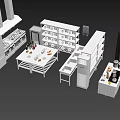 Modern Commercial Kitchen Setup With Essential Appliances Countertops And Shelves