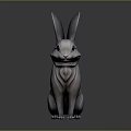 Gray Rabbit Sculpture With Large Ears Sitting Posture Modern Design On Dark Background 3d model
