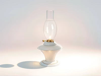 Classic Candle Lamp With Transparent Glass Shade White Base And Golden Accents 3d model