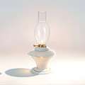 Classic Candle Lamp With Transparent Glass Shade White Base And Golden Accents