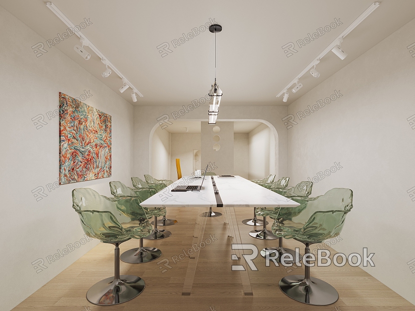 Meeting Room Meeting Room Office Desk and Chair Acrylic Single Chair Chandelier Downlight Spotlight model