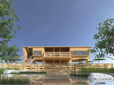 Modern wooden house 3d model