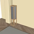 Warm Glow Wooden Frame Floor Lamp With Grid Design In Modern Interior