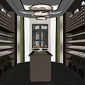 Modern Wine Cellar With Marble Floor Wine Racks Chandelier Bar Counter And Mirror Walls
