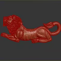 Golden Lion Statue With Detailed Mane And Shiny Surface Lying On Reflective Base