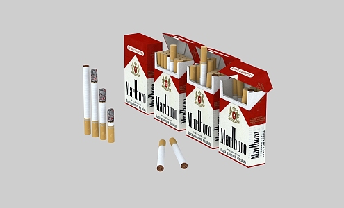 Marlboro Cigarette Lighted Cigarette Box Cigarette Ciga 3d model