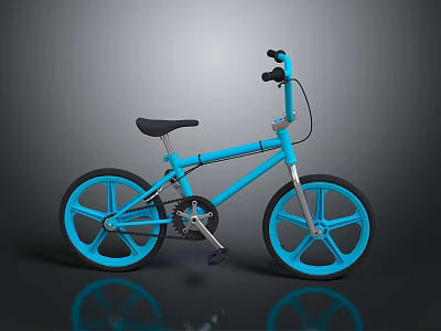 Blue Kids Bicycle With Black Seat Blue Frame And Blue Wheels 3d model