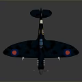 Vintage Military Fighter Aircraft Model With Camouflage Paint And Red Circle Markings