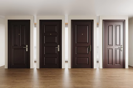 Modern security door entry door single door finger wire door lock 3d model