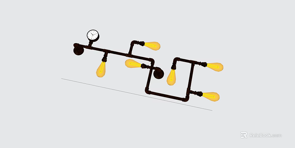 Modern Decorative Wall Lamp With Curved Black Frame And Multiple Yellow Bulbs 3d model 