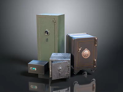 Household Safes With Assorted Designs And Security Locks For Home Storage 3d model