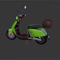 Green Electric Scooter With Black Seat Storage Box Rearview Mirrors And Reflection