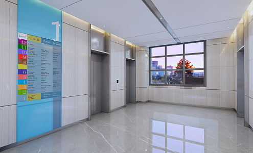 modern elevator hall 3d model