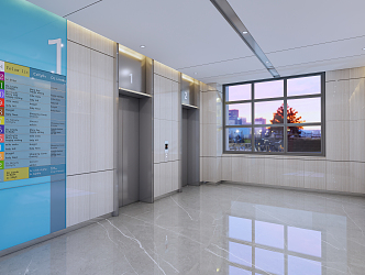 modern elevator hall 3d model