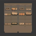 Bakery Bread Display Cabinet With Metal Frame And Multiple Storage Shelves