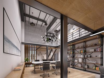 Industrial LOFT Public Office Area Office 3d model