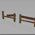 Rustic Vintage Wooden Fence Components With Weathered Planks And Textured Posts
