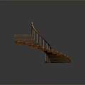 Elegant Spiral Staircase With Wooden Steps And Curved Metal Railings