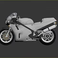 Silver Sport Motorcycle With Sleek Design Windshield And Reflective Surface 3d model