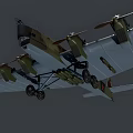 Military Fighter Jet With Green Camouflage And Red Star Emblems