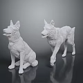 Stylish Pet Apparel Display With White Dog Statues Sitting And Standing
