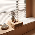 Modern Cream Bay Window Middle Style Cushion Venetian Curtain Floriculture Modern Bay Window Cushion Bay Window Cushion Bay Window Pillow 3d model