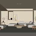 Modern living room sofa coffee table combination 3d model