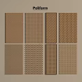 Poliform Brown Partition Panels Featuring Various Grid Honeycomb And Herringbone Textured Patterns 3d model