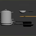 Kitchen Cookware Set With Stainless Steel Pots Non Stick Pan And Colorful Lids