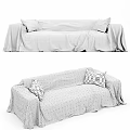 Modern Black Velvet Two Seater Sofa With White Cushions And Draped Cover