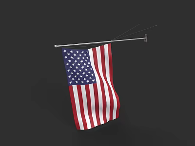 Indoor Wall Decoration With American Flag Mounted On Metal Bracket 3d model