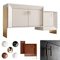 Modern Entryway Cabinet And Side Cabinet With Wooden Body And Gold Handles Design